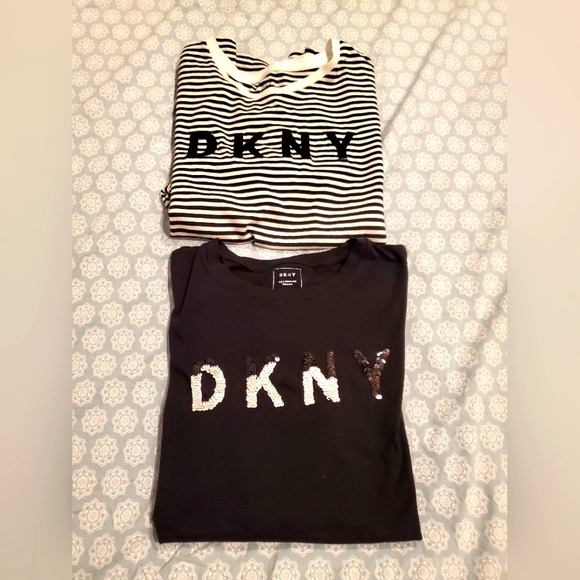 Dkny Tops - 2 DKNY T shirts, one with Emblem in sequins.